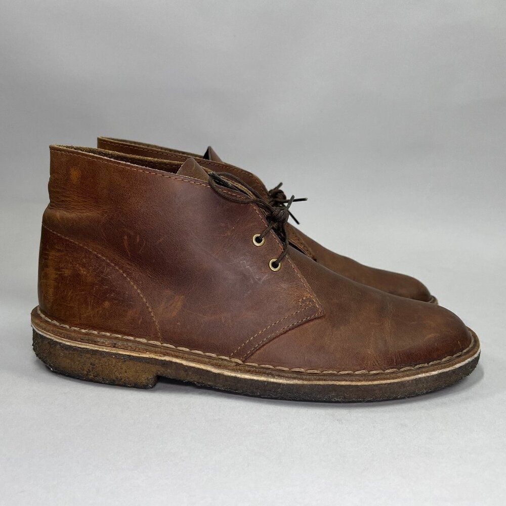 Clarks Chukka Boots Men's Size 8.5 Desert Brown Leather Casual Classic Shoes